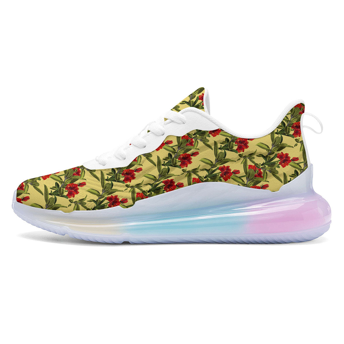 Amaryllis Red Yellow Print Pattern Running Sneakers-grizzshop