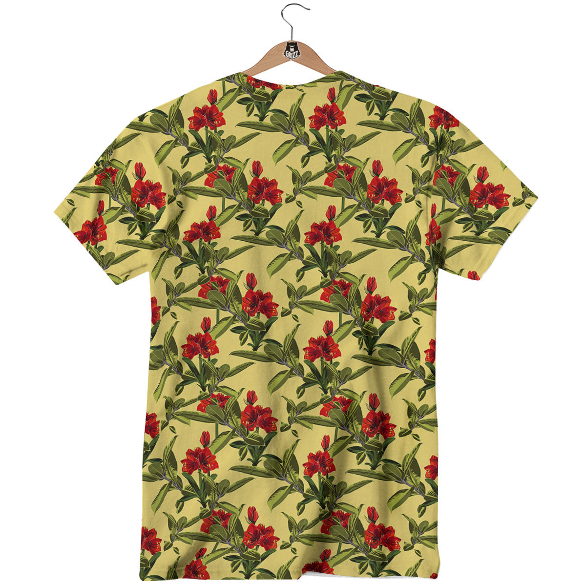 Amaryllis Red Yellow Print Pattern T-Shirt-grizzshop