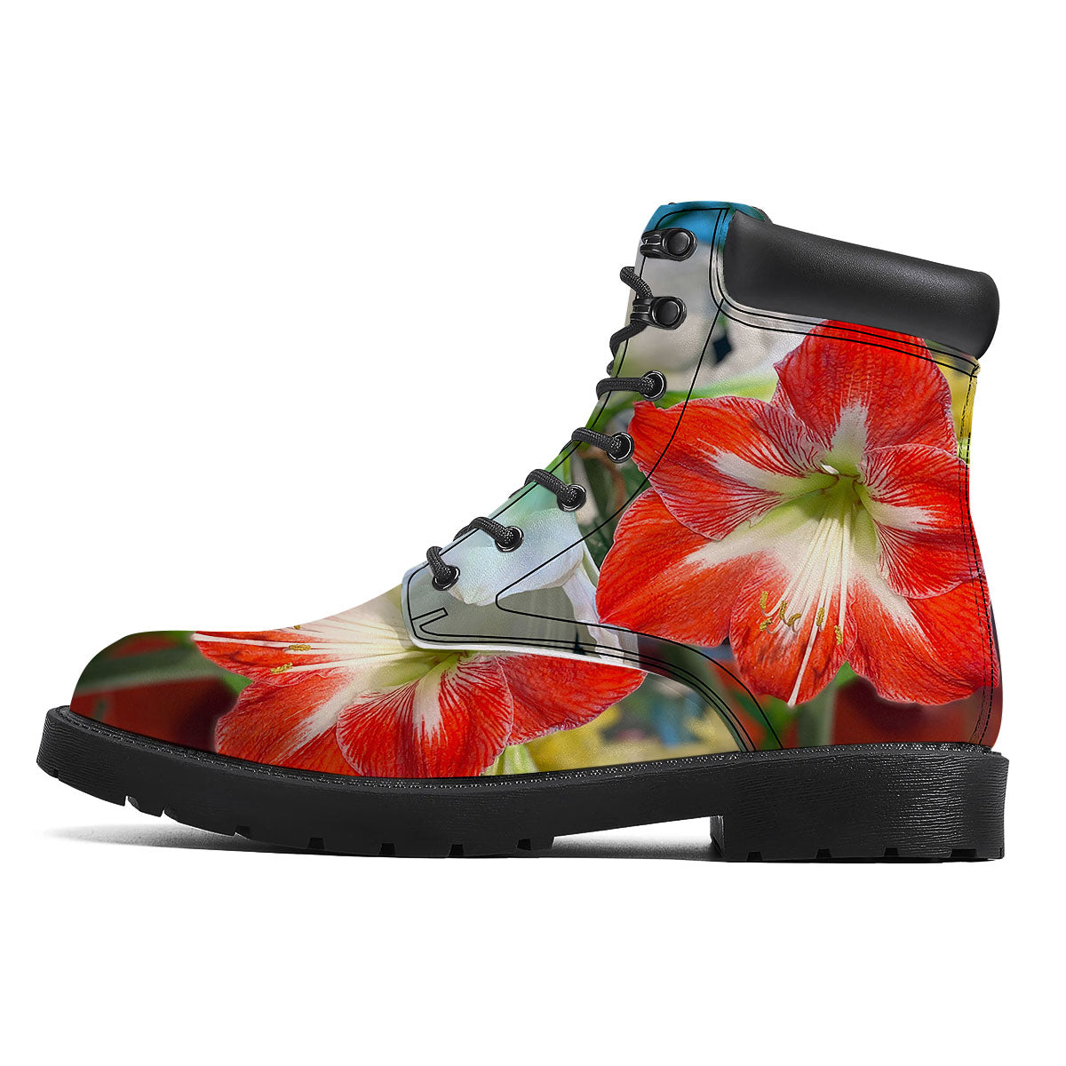 Amaryllis White And Red Print Boots-grizzshop