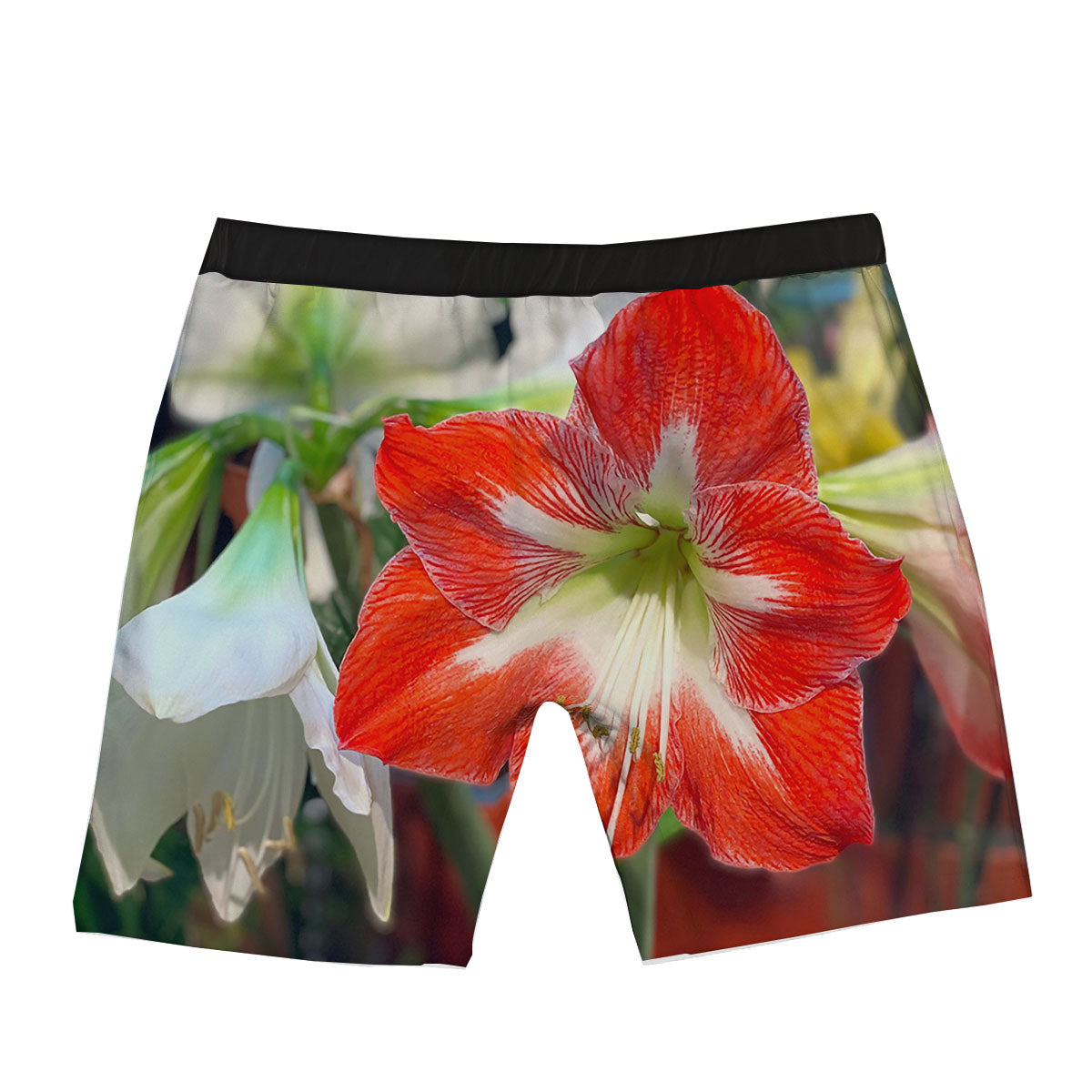 Amaryllis White And Red Print Boxer Briefs-grizzshop