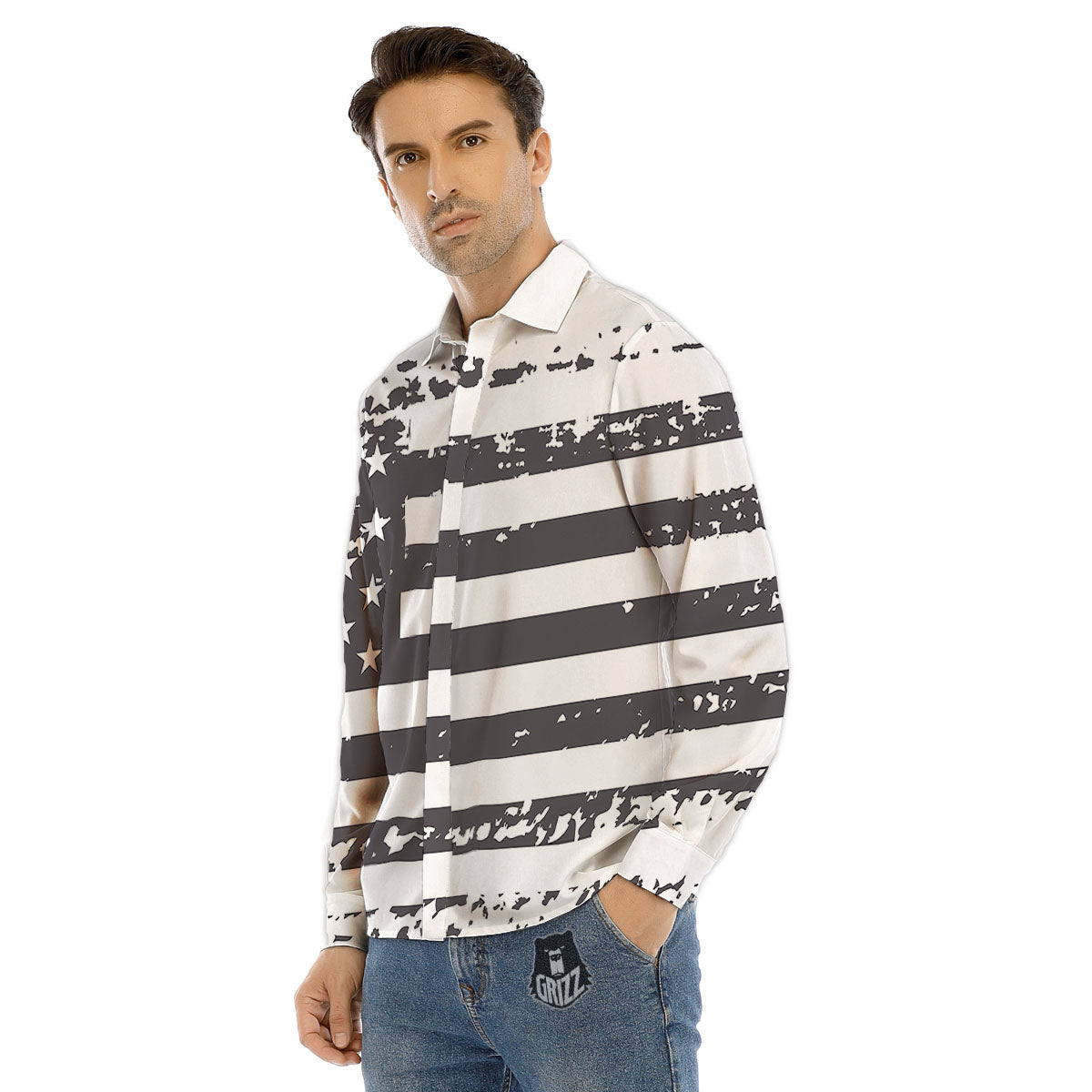 Amaryllis White And Red Print Men's Dress Shirts-grizzshop