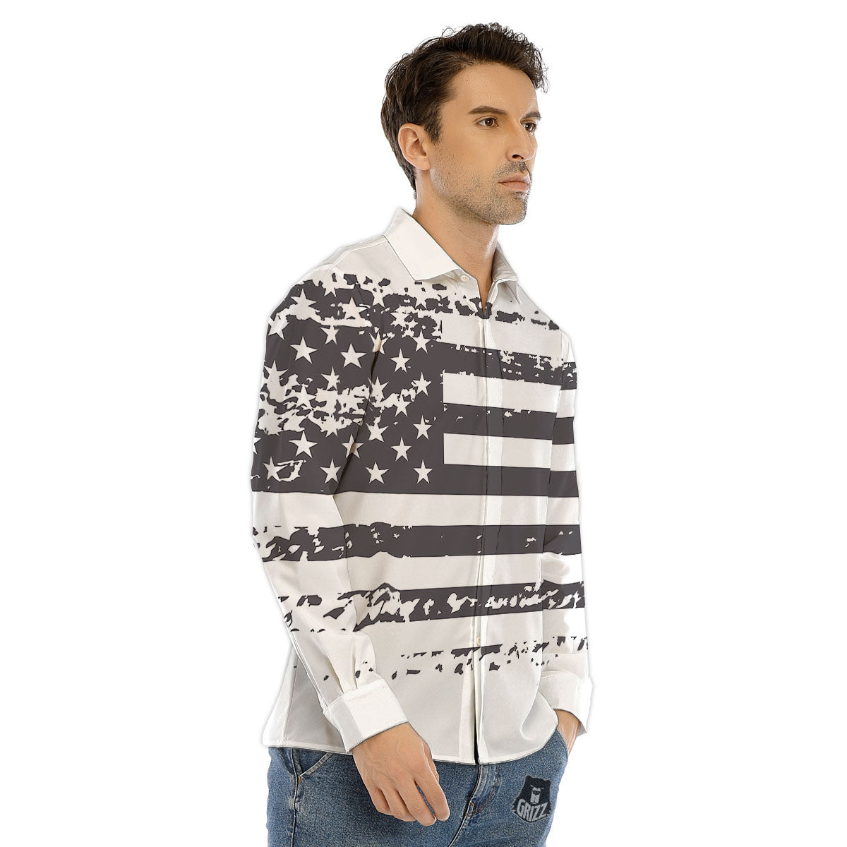 Amaryllis White And Red Print Men's Dress Shirts-grizzshop