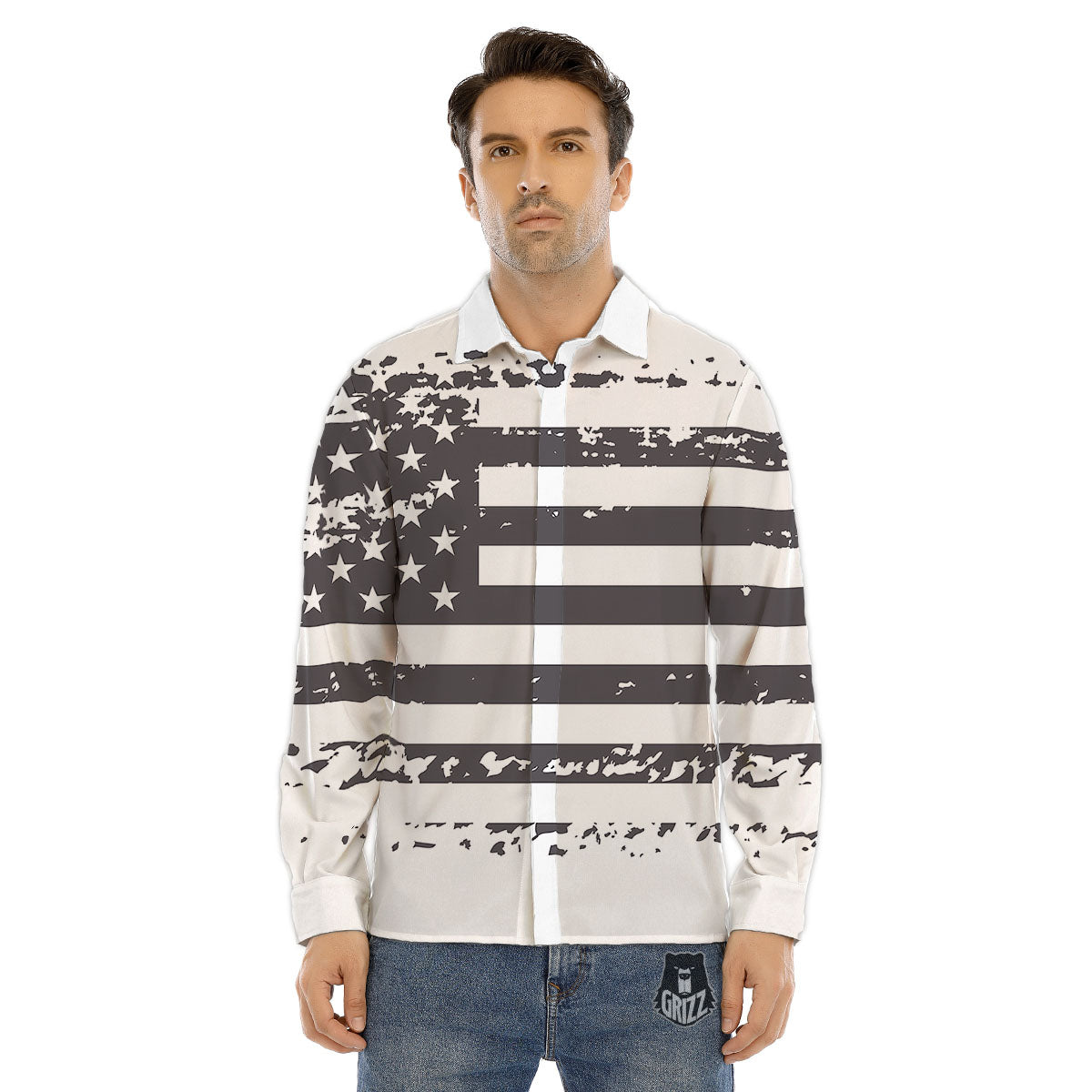 Amaryllis White And Red Print Men's Dress Shirts-grizzshop