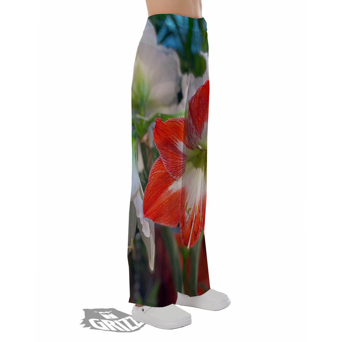 Amaryllis White And Red Print Pajama Pants-grizzshop