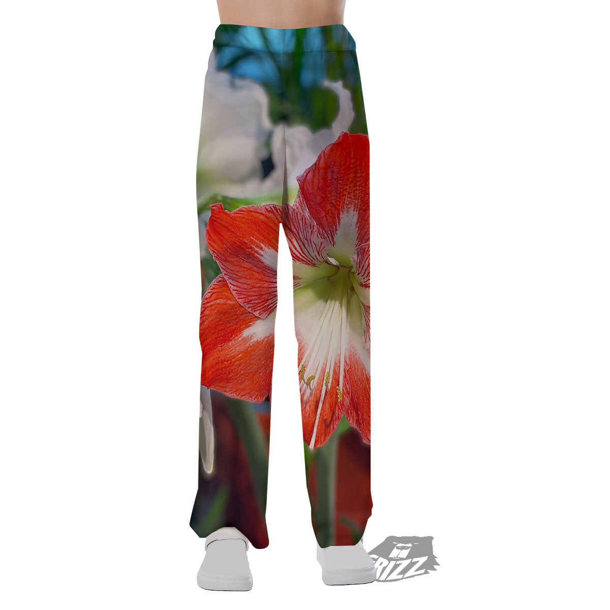 Amaryllis White And Red Print Pajama Pants-grizzshop