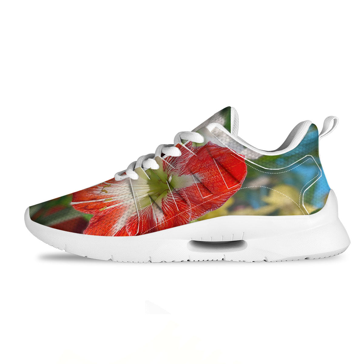 Amaryllis White And Red Print Tennis Shoes-grizzshop