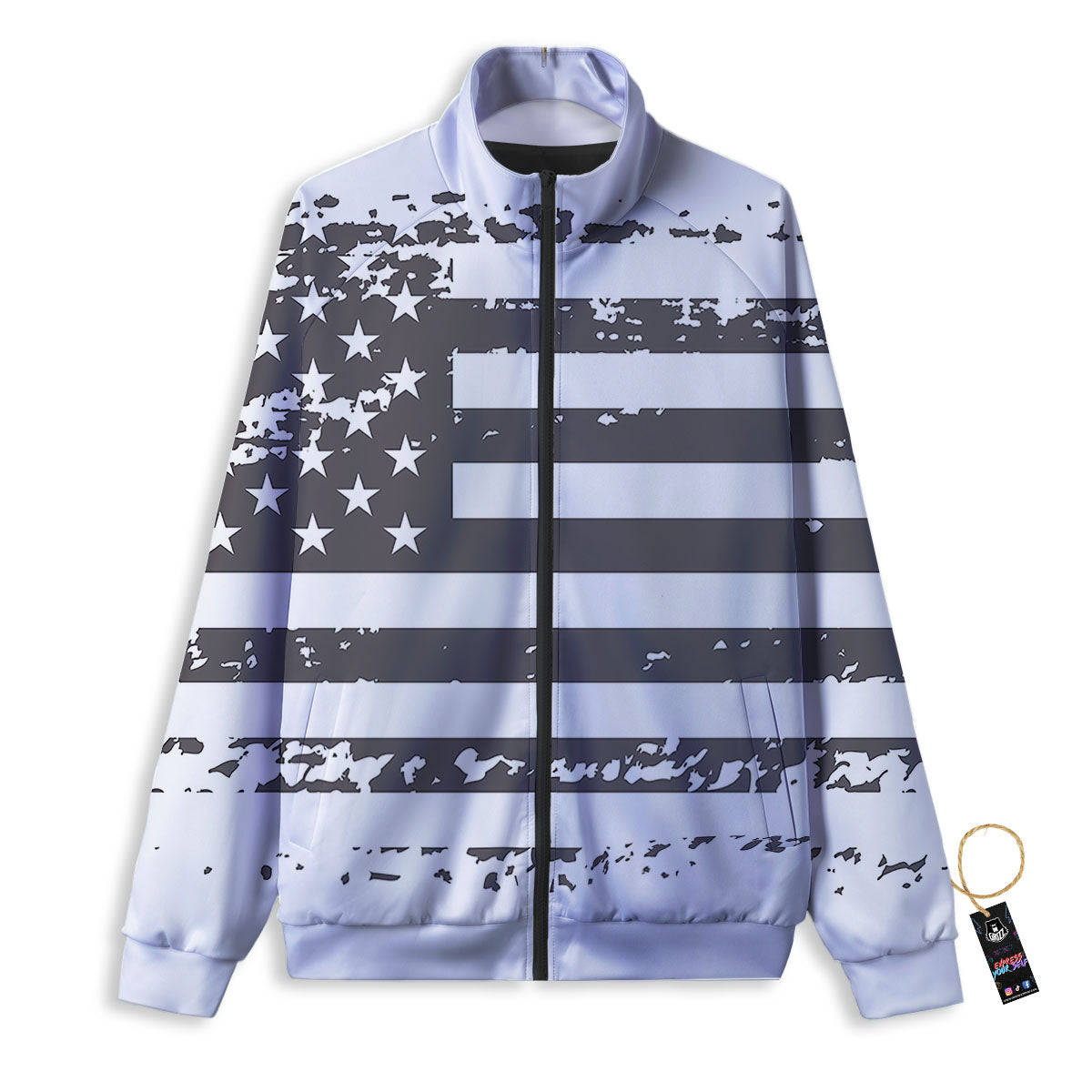 Amaryllis White And Red Print Track Jacket-grizzshop