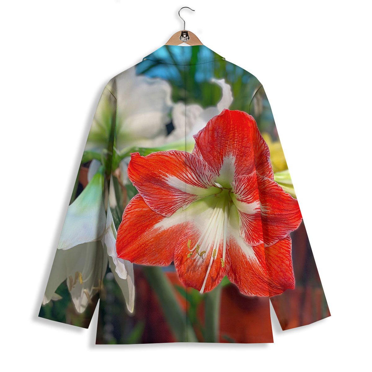 Amaryllis White And Red Print Women's Blazer-grizzshop