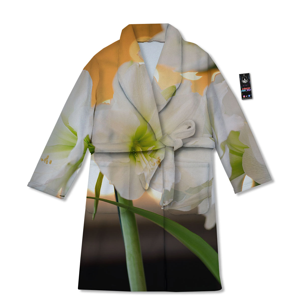 Amaryllis White Print Bathrobe-grizzshop