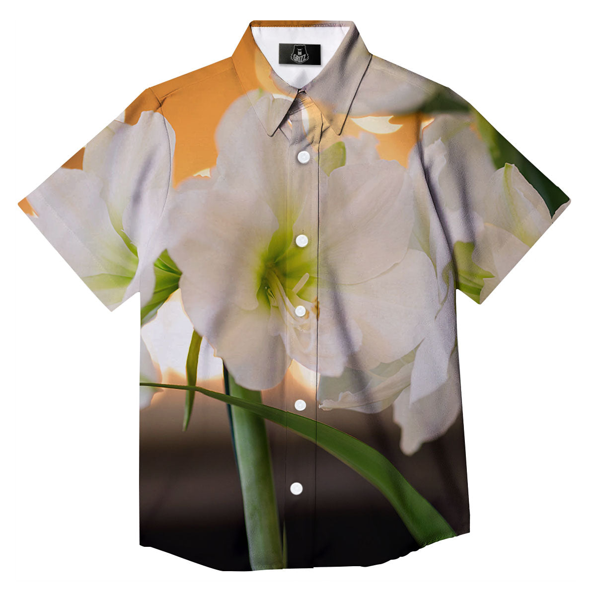 Amaryllis White Print Button Up Shirt-grizzshop