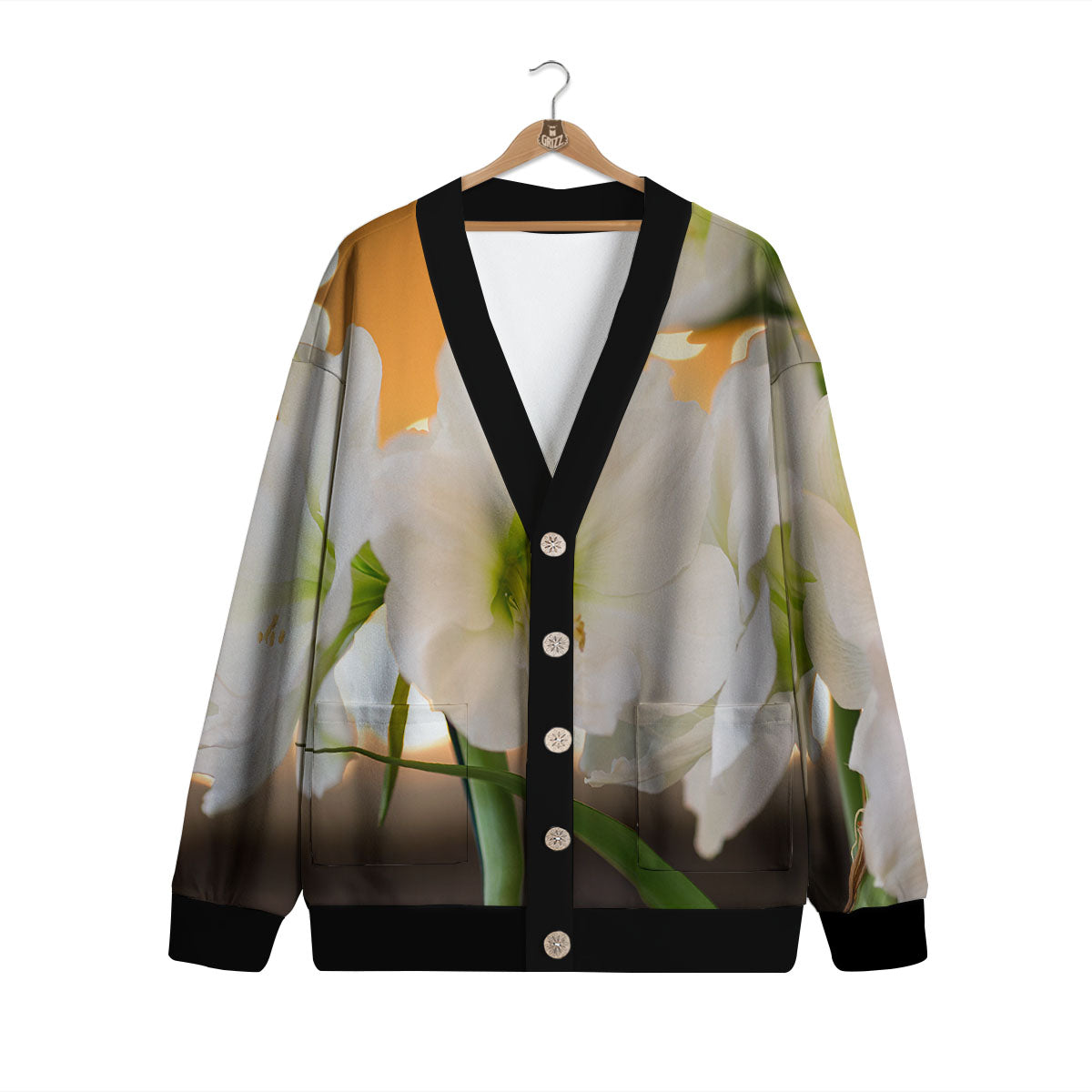 Amaryllis White Print Cardigan-grizzshop
