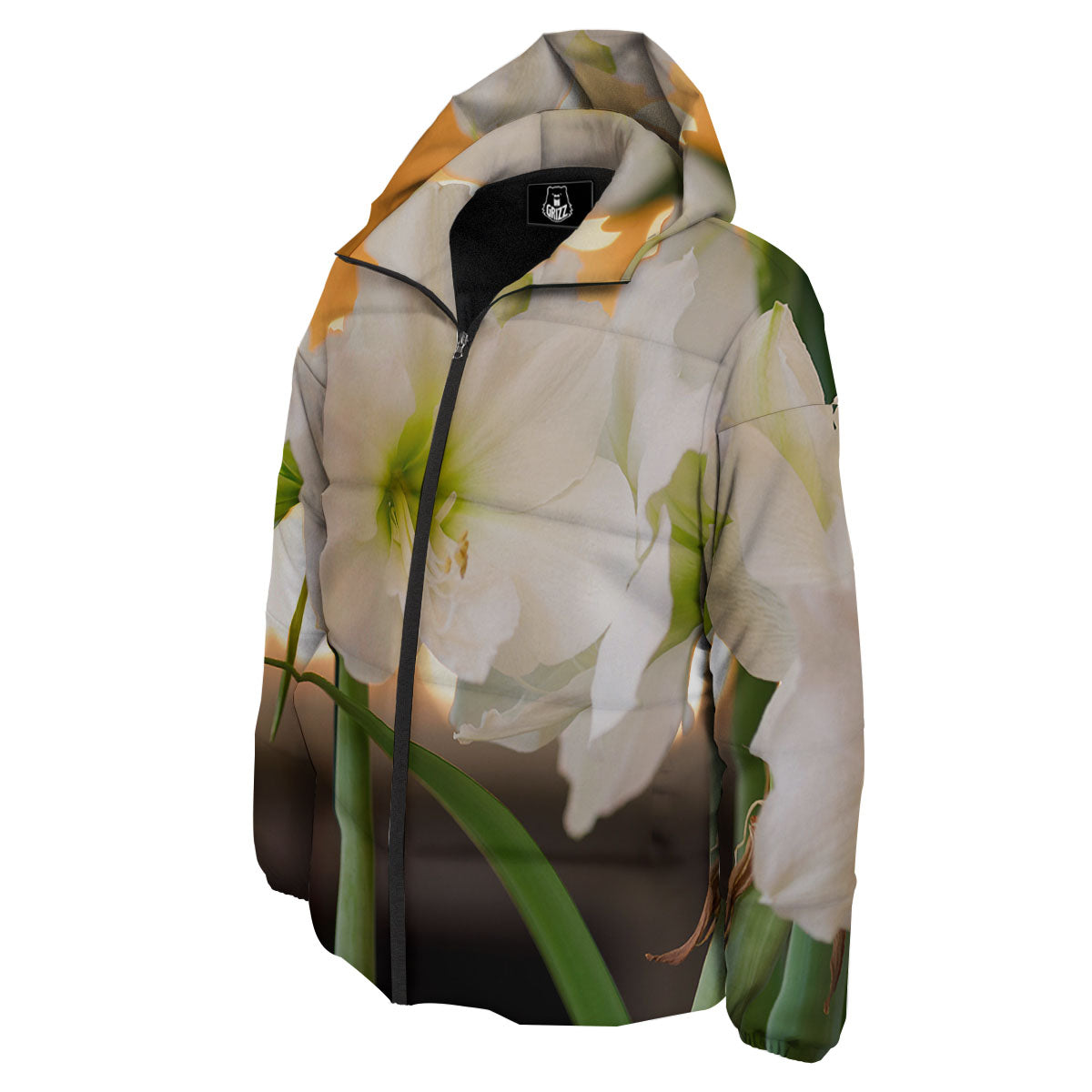 Amaryllis White Print Down Jacket-grizzshop
