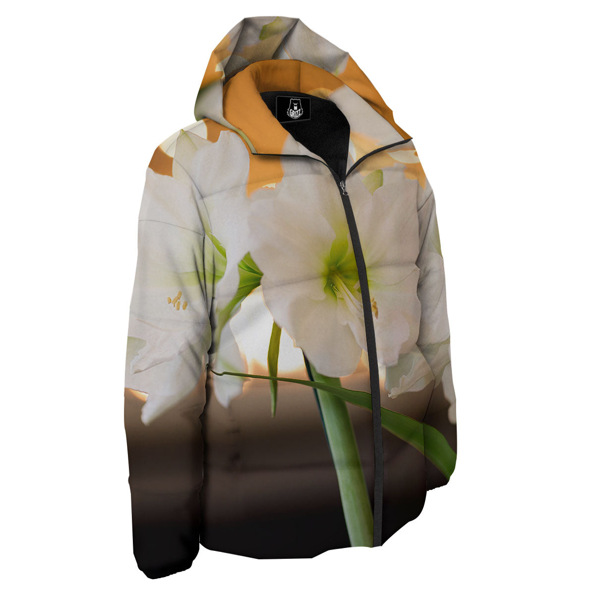 Amaryllis White Print Down Jacket-grizzshop