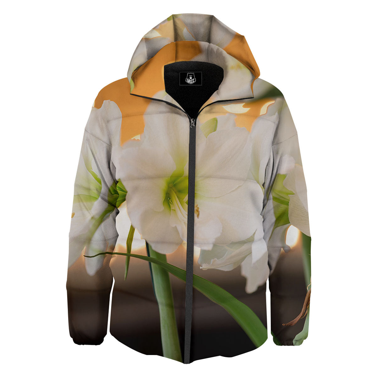 Amaryllis White Print Down Jacket-grizzshop