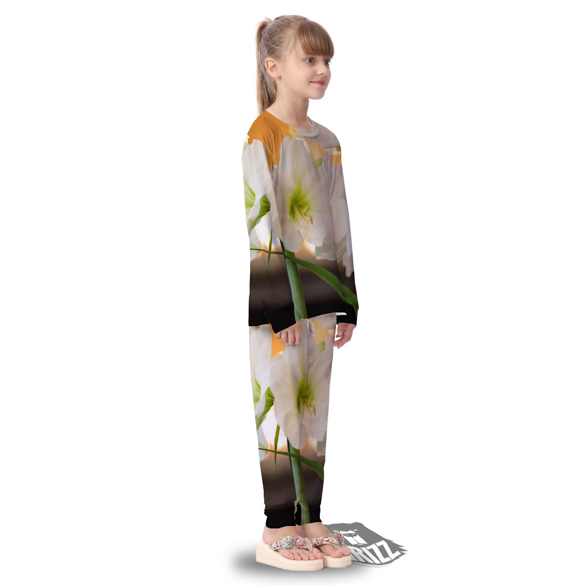 Amaryllis White Print Kid's Pajamas-grizzshop