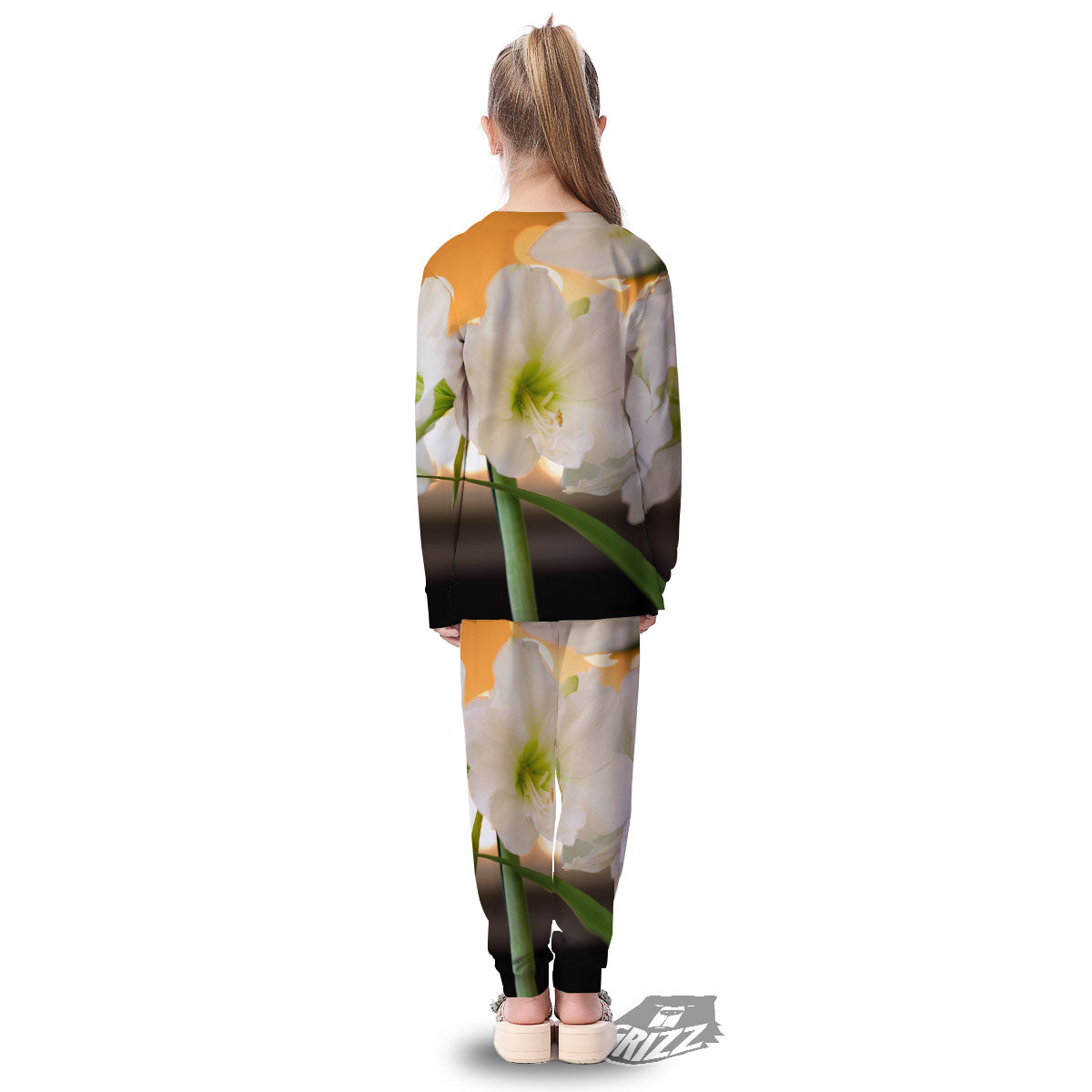 Amaryllis White Print Kid's Pajamas-grizzshop