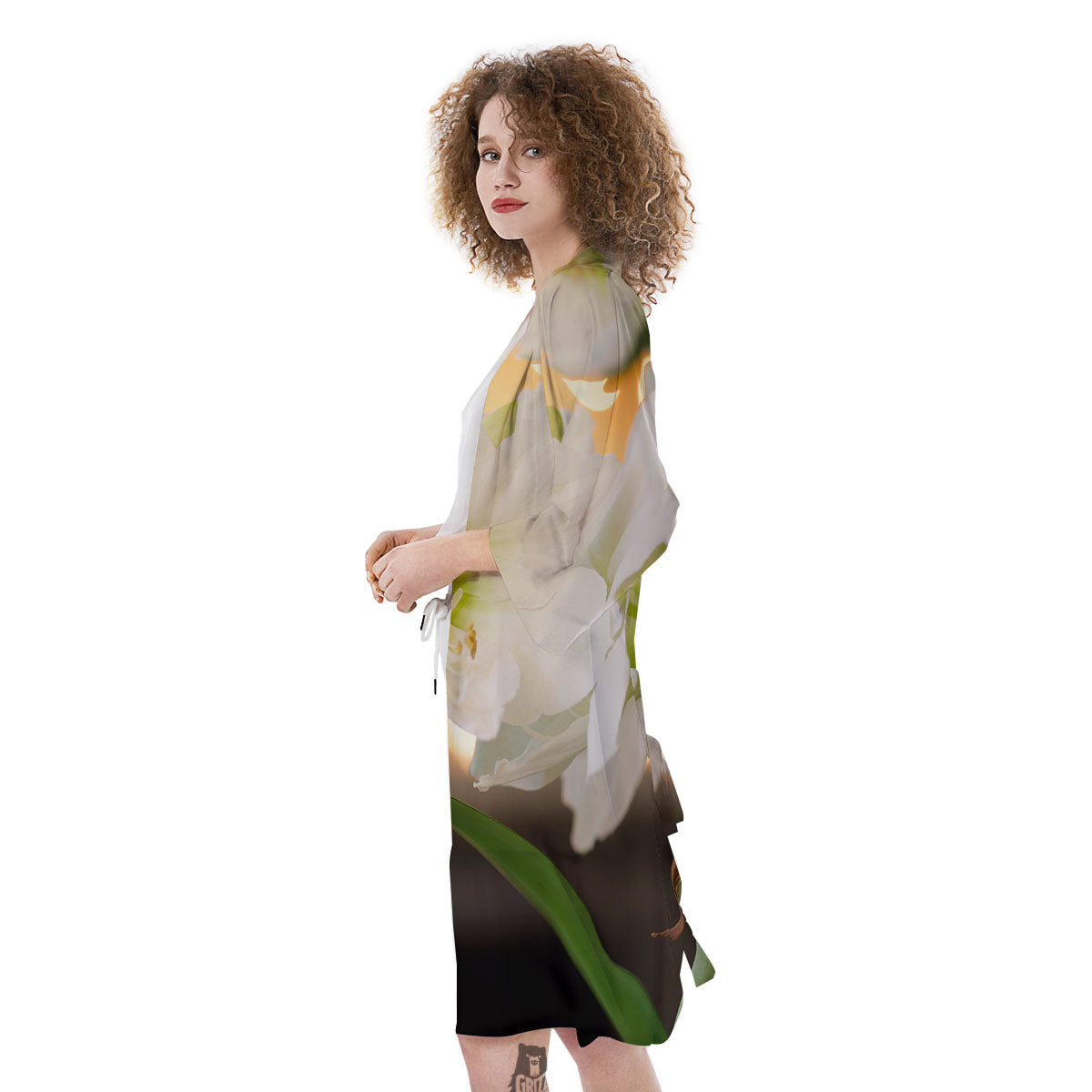 Amaryllis White Print Kimono-grizzshop