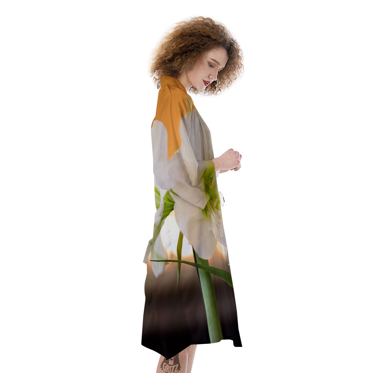Amaryllis White Print Kimono-grizzshop