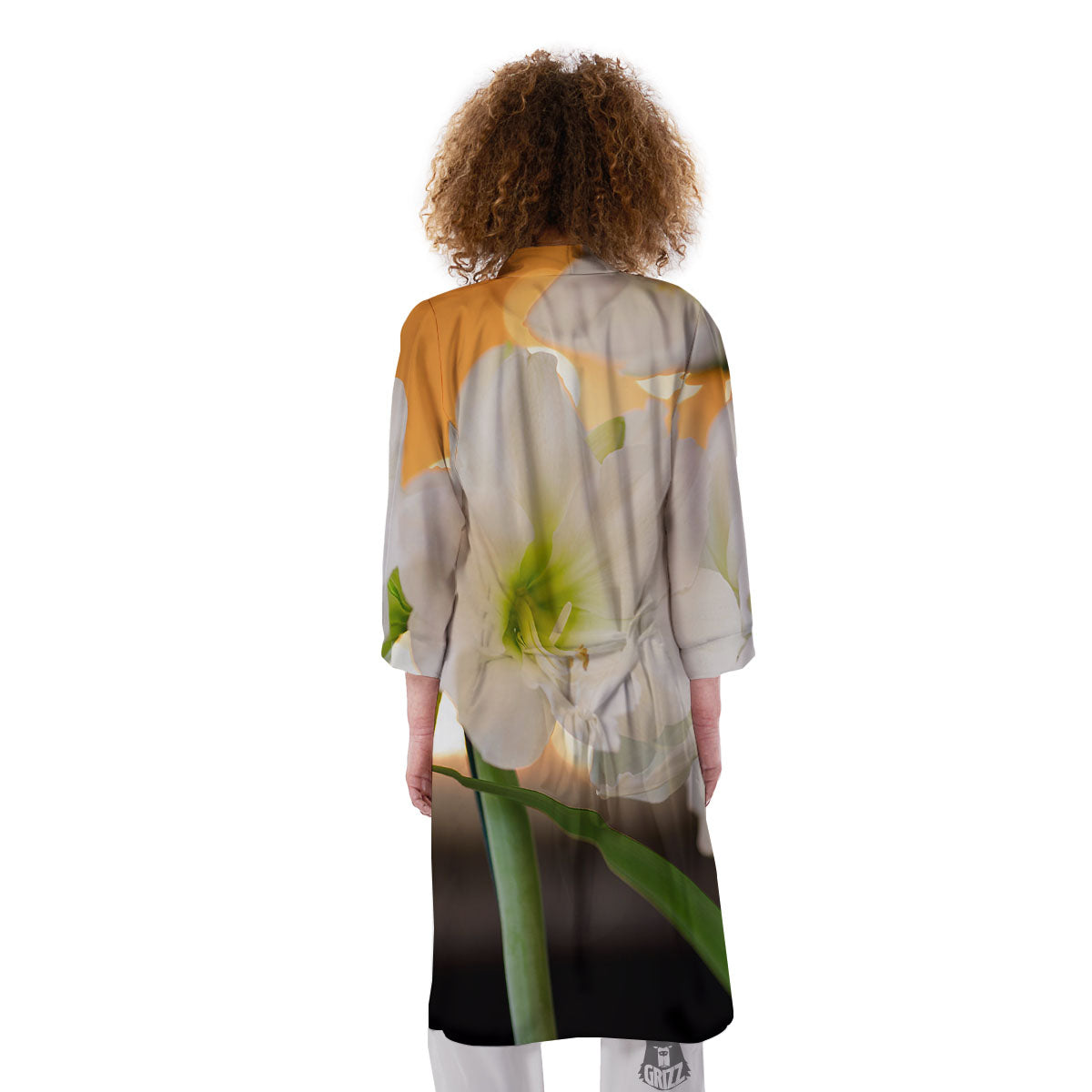 Amaryllis White Print Kimono-grizzshop