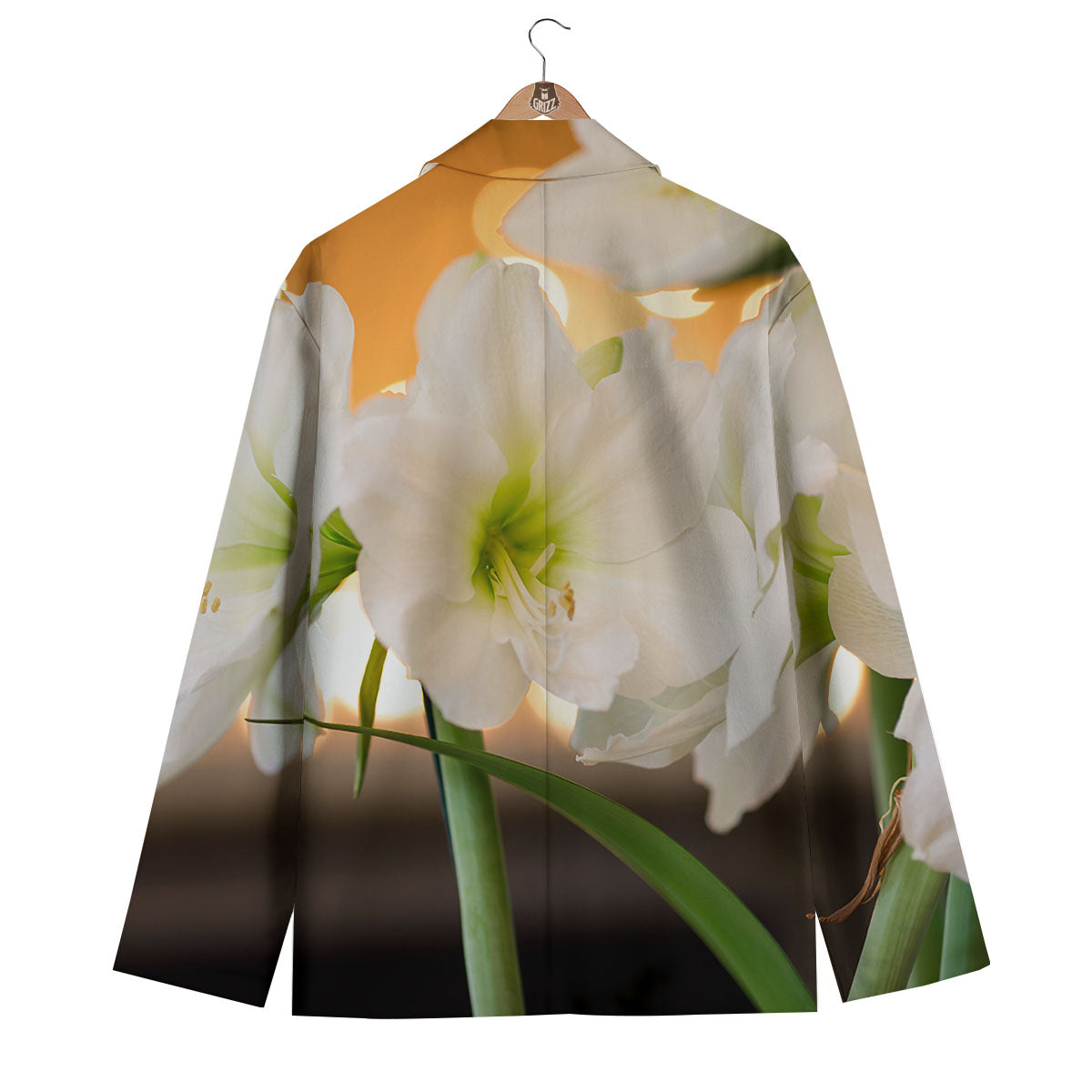Amaryllis White Print Men's Blazer-grizzshop