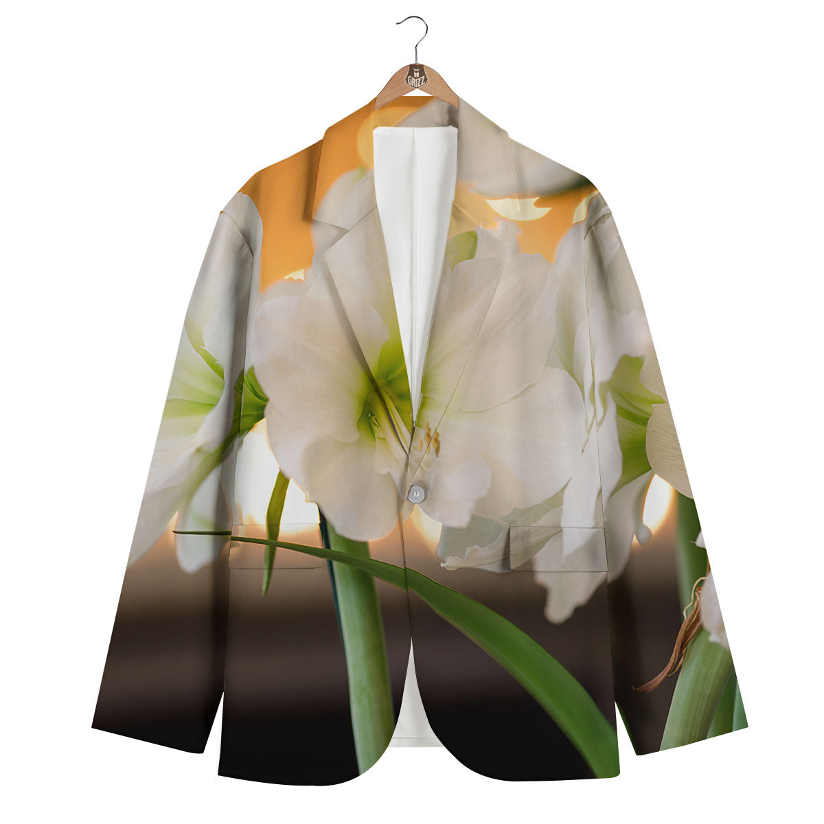 Amaryllis White Print Men's Blazer-grizzshop