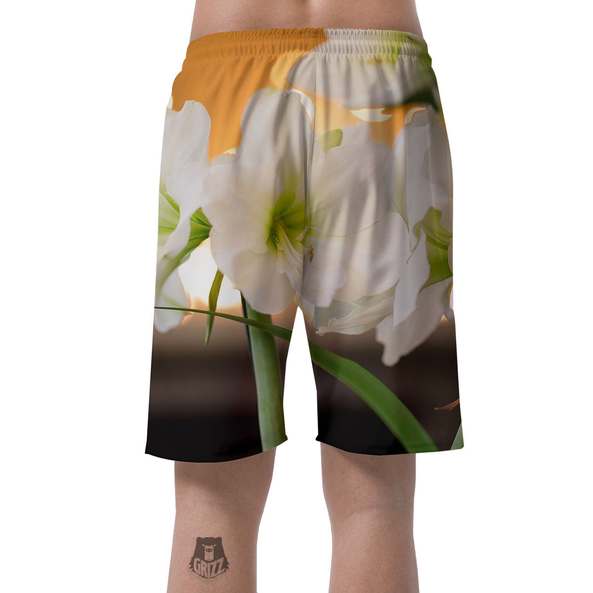 Amaryllis White Print Men's Shorts-grizzshop