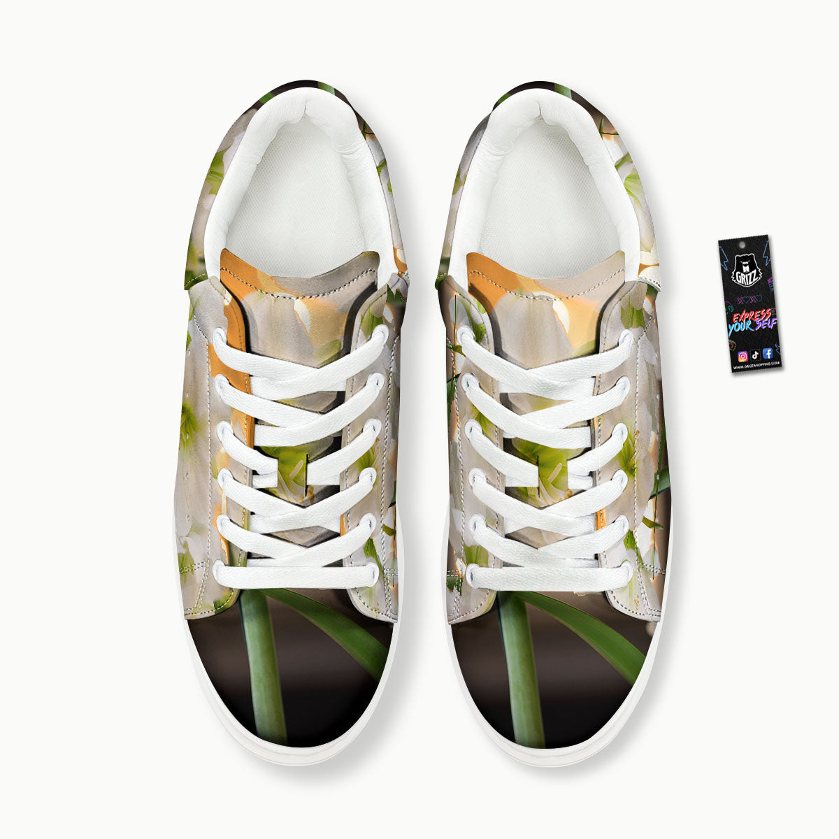Amaryllis White Print Platform Shoes-grizzshop