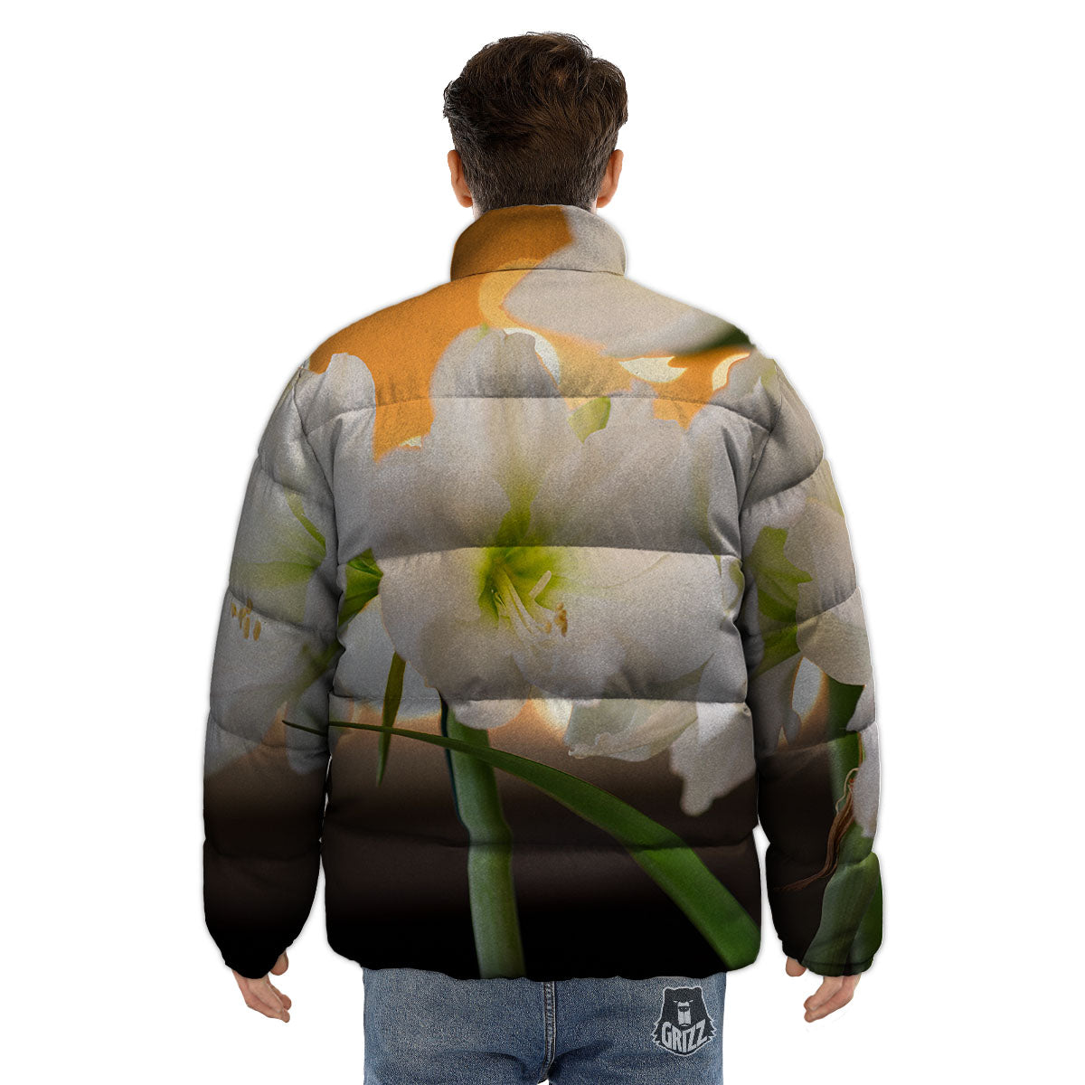 Amaryllis White Print Puffer Jacket-grizzshop