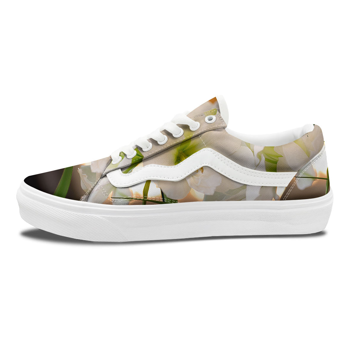 Amaryllis White Print Skate Shoes-grizzshop