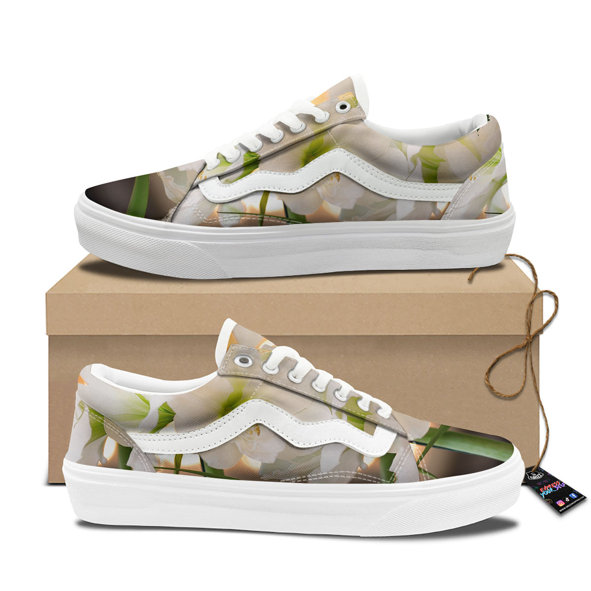 Amaryllis White Print Skate Shoes-grizzshop