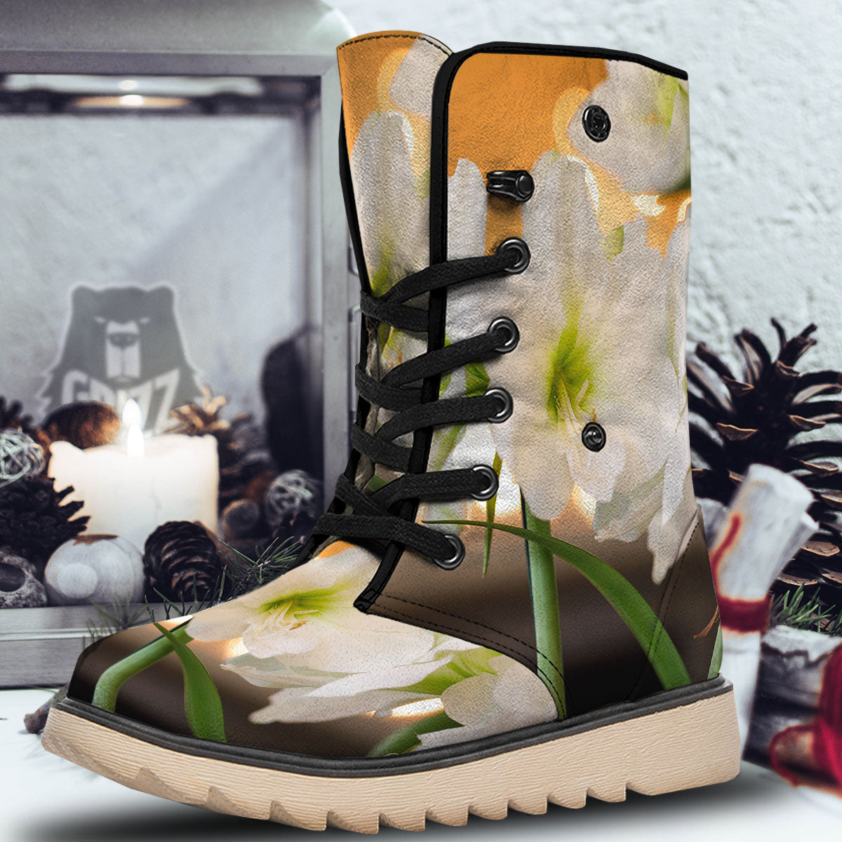 Amaryllis White Print Snow Boots-grizzshop