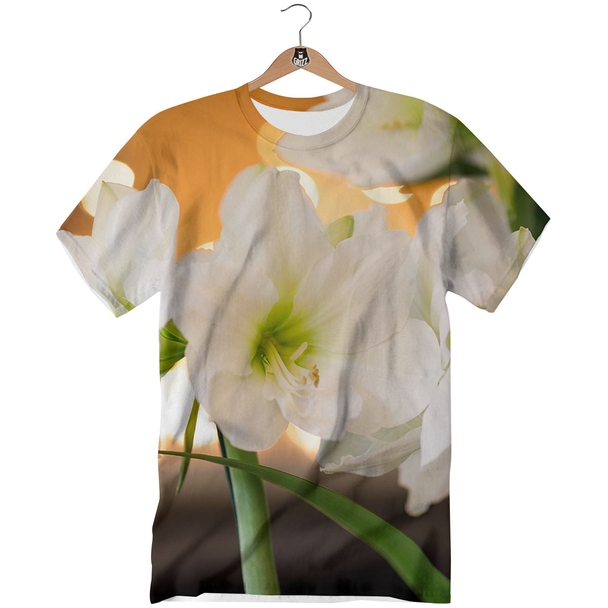 Amaryllis White Print T-Shirt-grizzshop
