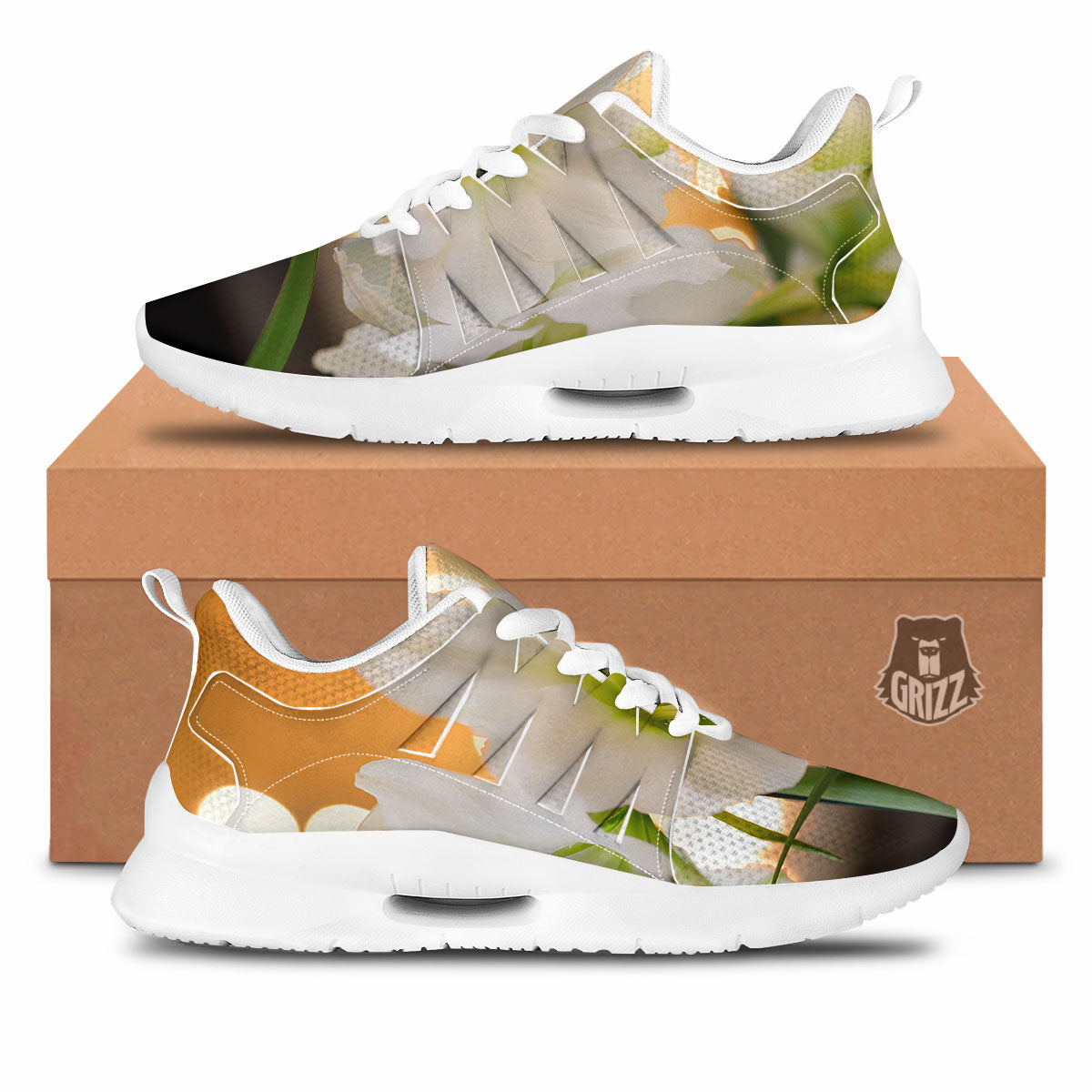 Amaryllis White Print Tennis Shoes-grizzshop