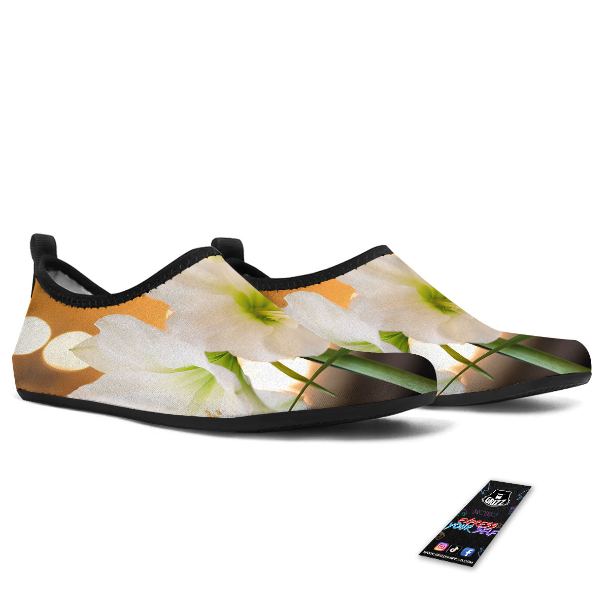 Amaryllis White Print Water Shoes-grizzshop
