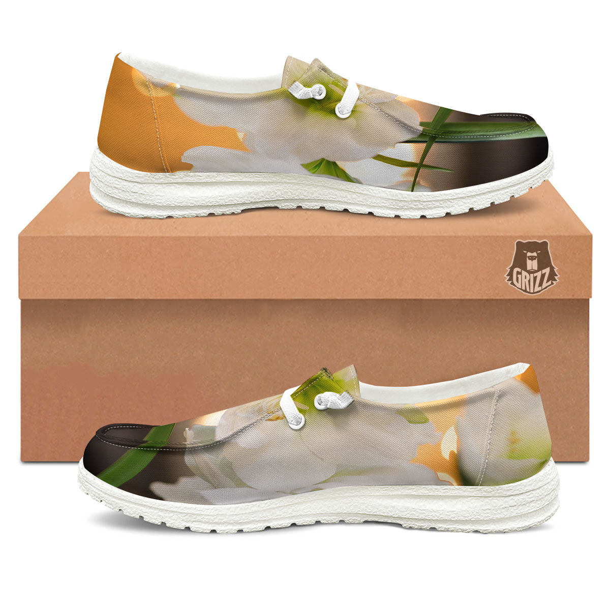 Amaryllis White Print White Loafers-grizzshop