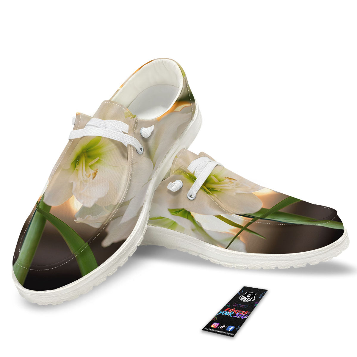 Amaryllis White Print White Loafers-grizzshop