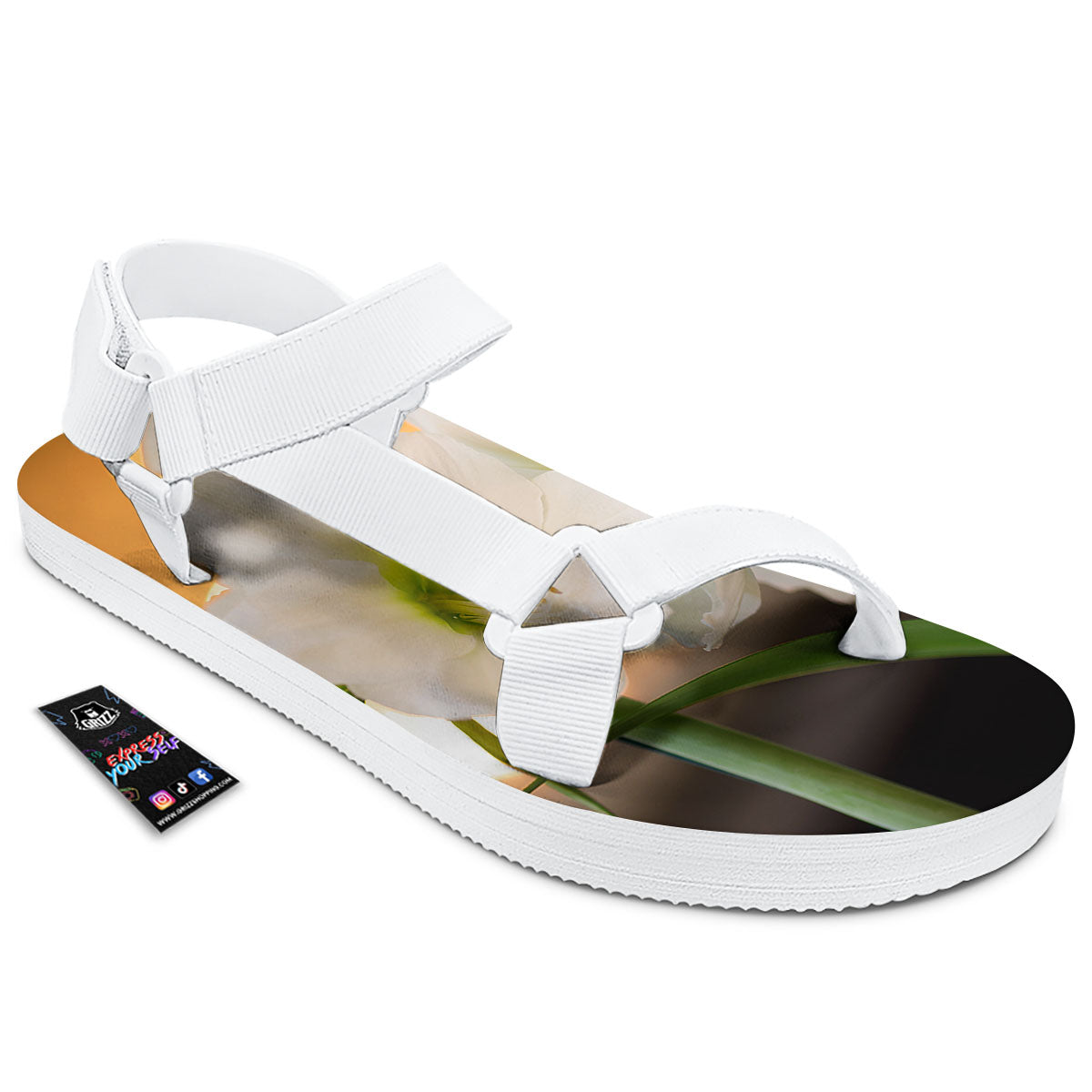 Amaryllis White Print White Open Toe Sandals-grizzshop