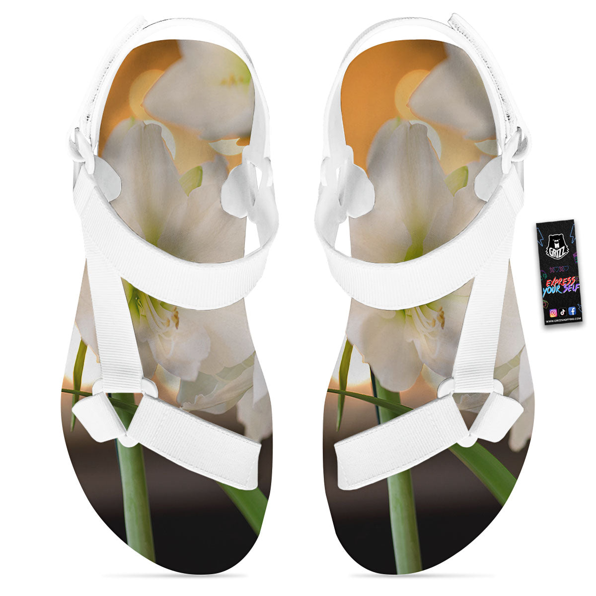 Amaryllis White Print White Open Toe Sandals-grizzshop