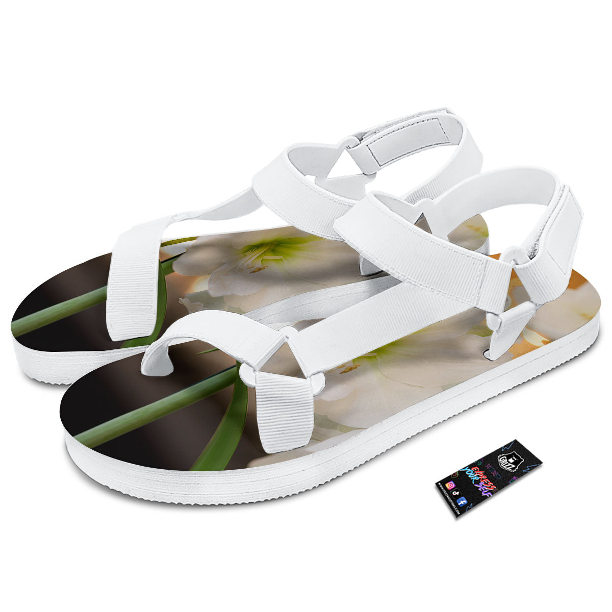 Amaryllis White Print White Open Toe Sandals-grizzshop
