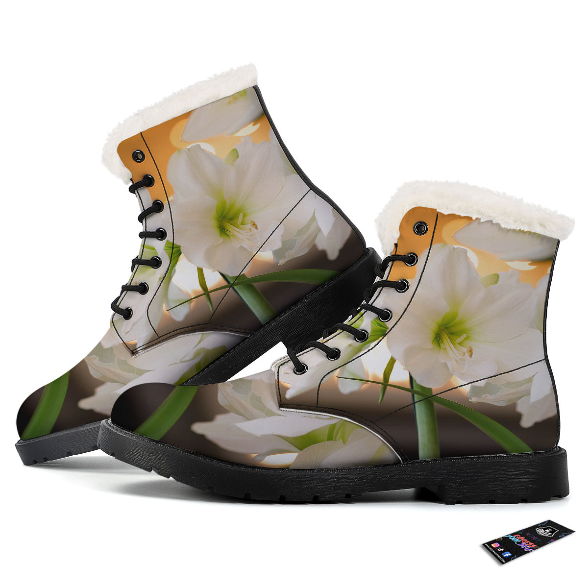 Amaryllis White Print Winter Boots-grizzshop