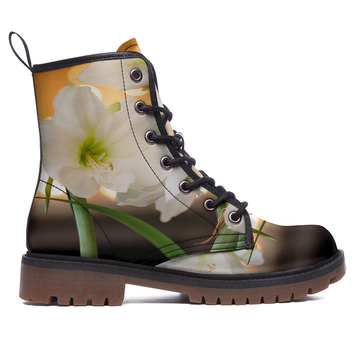 Amaryllis White Print Work Boots-grizzshop
