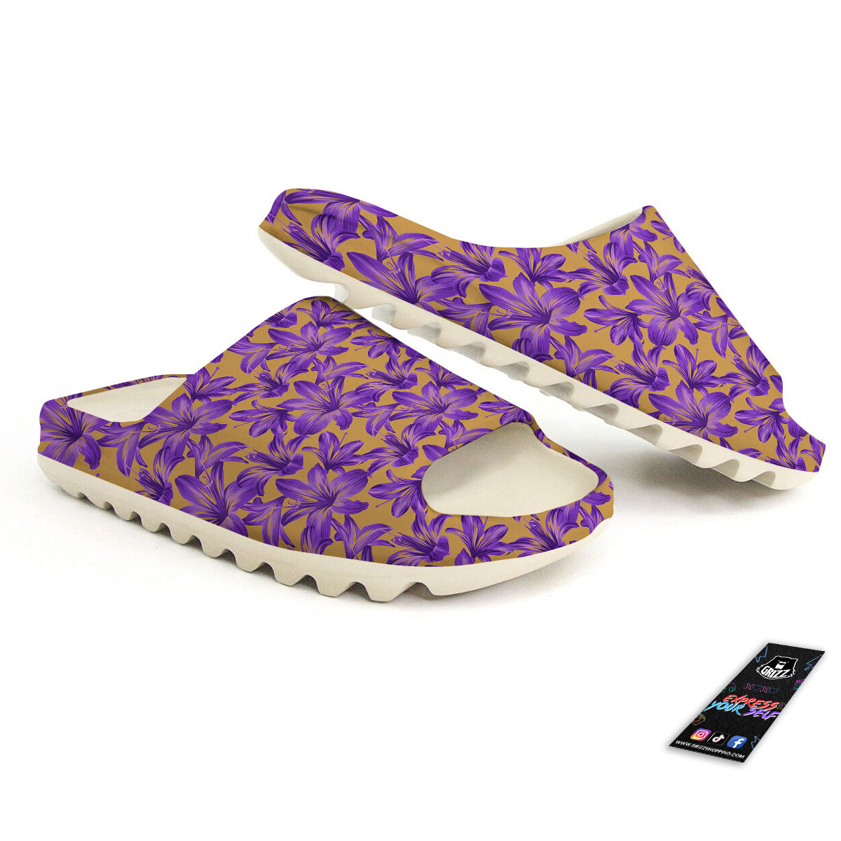 Amaryllis Japanese Purple Print Pattern Sandals-grizzshop
