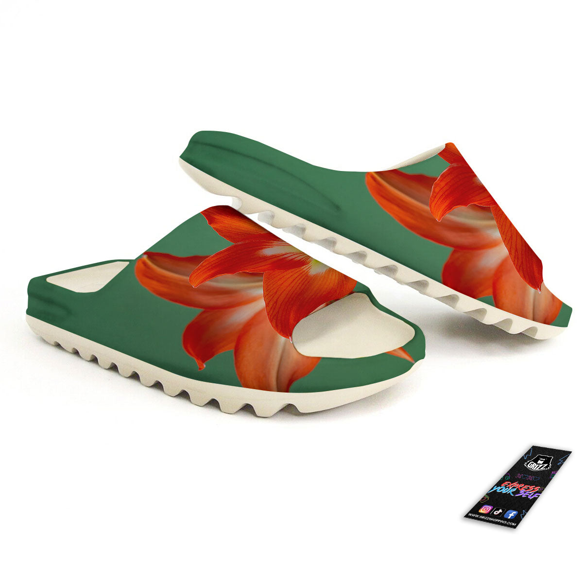 Amaryllis Orange Print Sandals-grizzshop