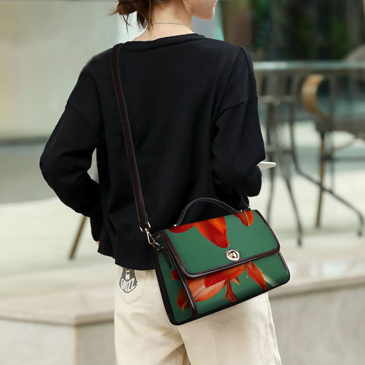 Amaryllis Orange Print Women's Satchel Bag
