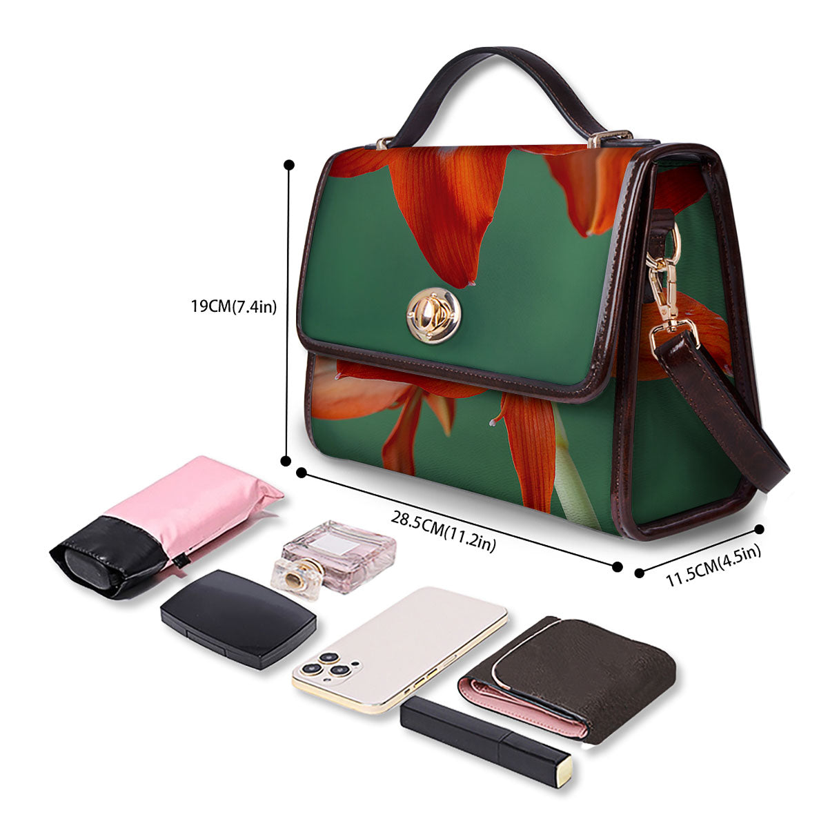Amaryllis Orange Print Women's Satchel Bag