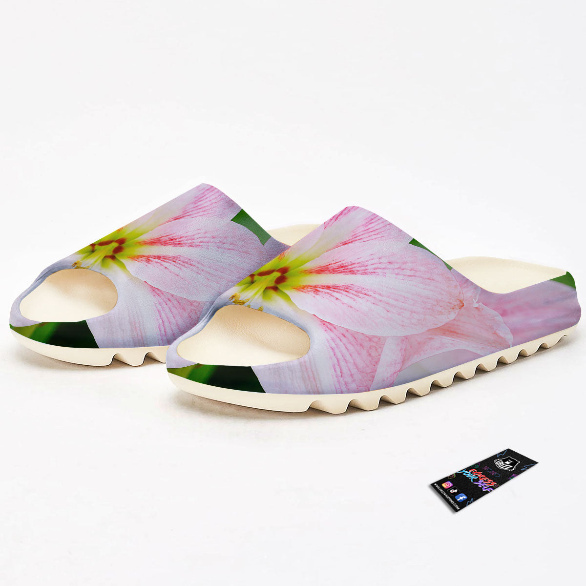 Amaryllis Pink And White Print Sandals-grizzshop