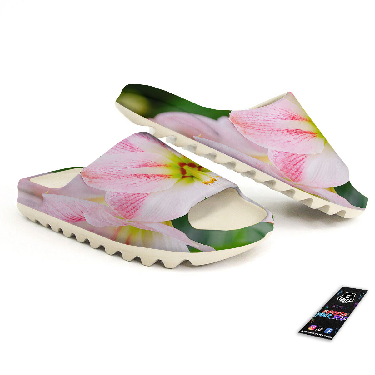 Amaryllis Pink And White Print Sandals-grizzshop