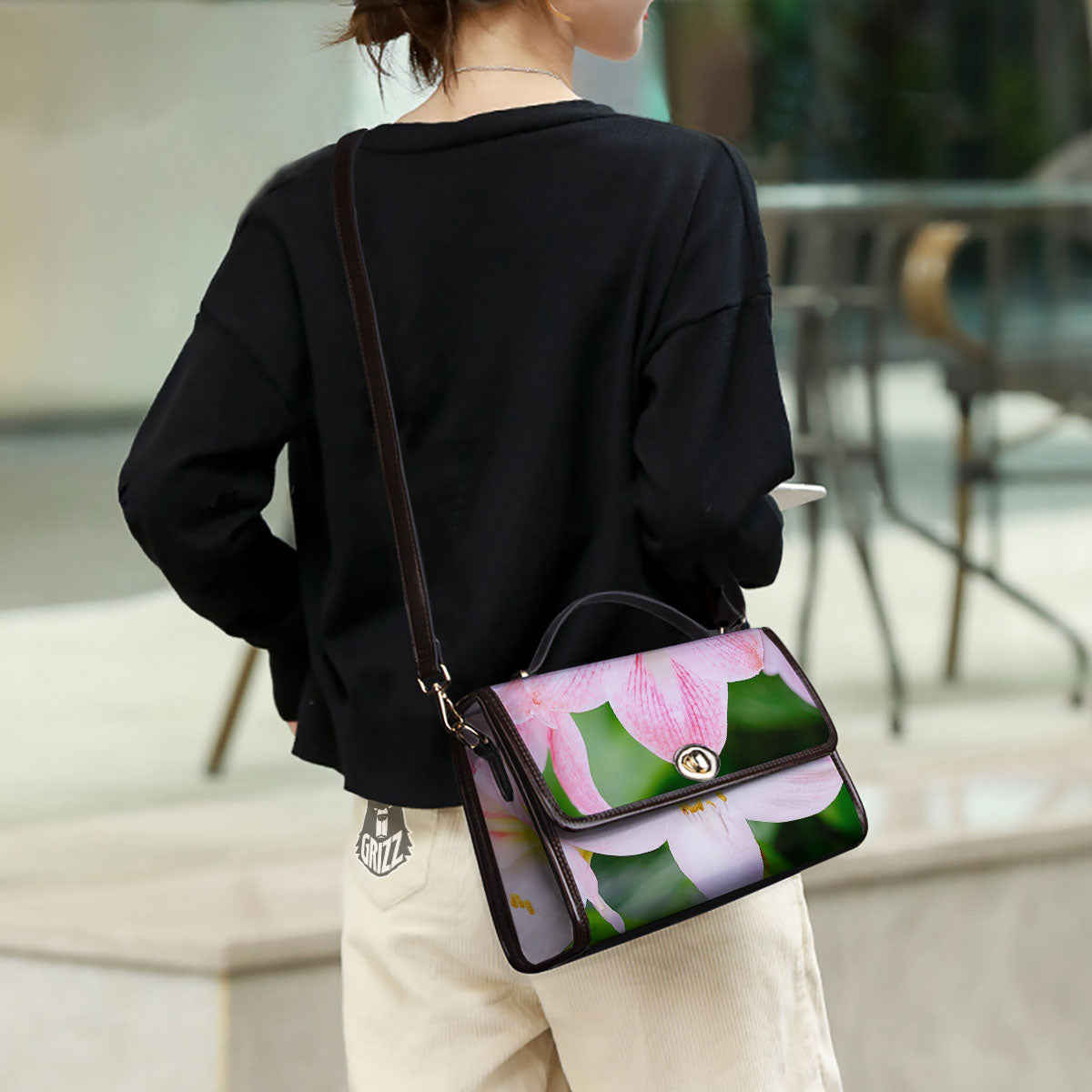 Amaryllis Pink And White Print Women's Satchel Bag