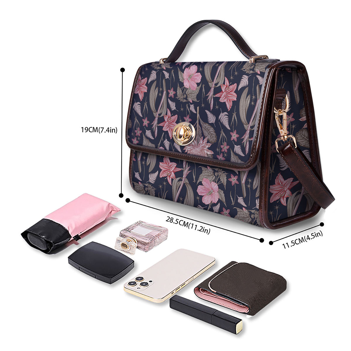 Amaryllis Pink Print Pattern Women's Satchel Bag