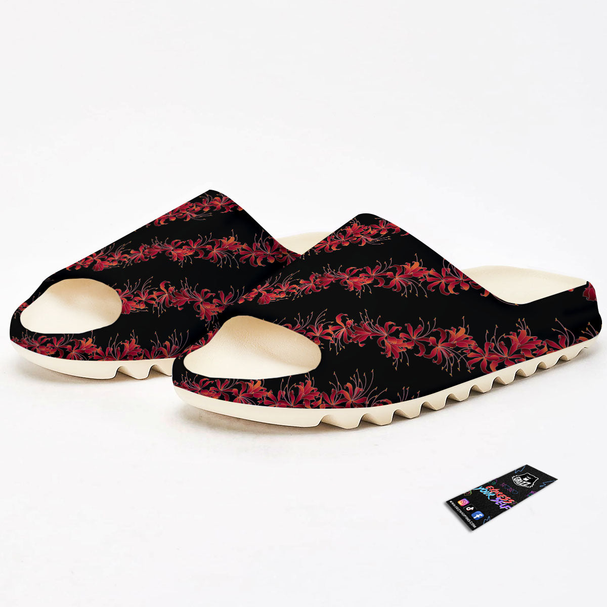 Amaryllis Red Japanese Print Pattern Sandals-grizzshop